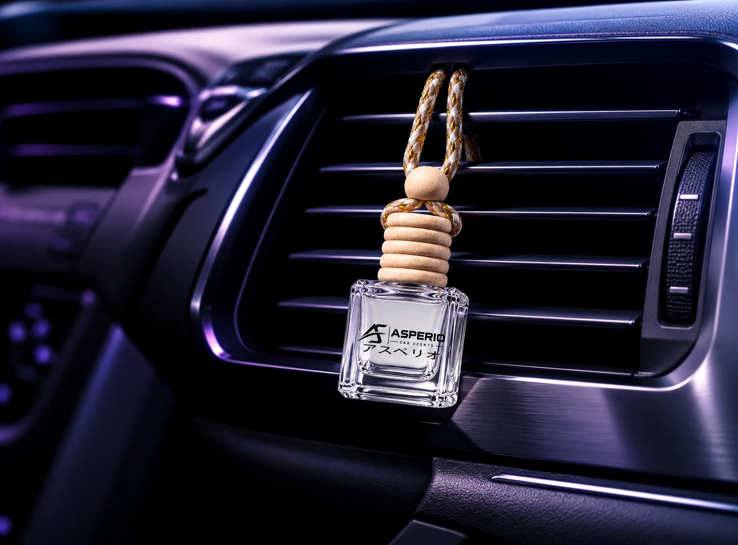 Asperio fragrance in a dark car interior