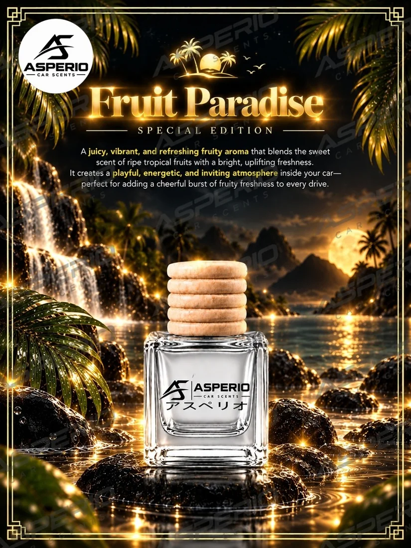 Asperio Fruit Paradise car diffuser — original product artwork from the Shopee listing