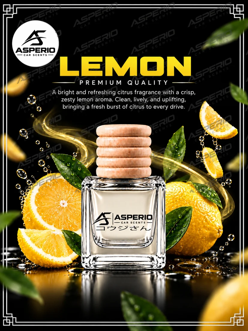 Asperio Lemon car diffuser — original product artwork from the Shopee listing