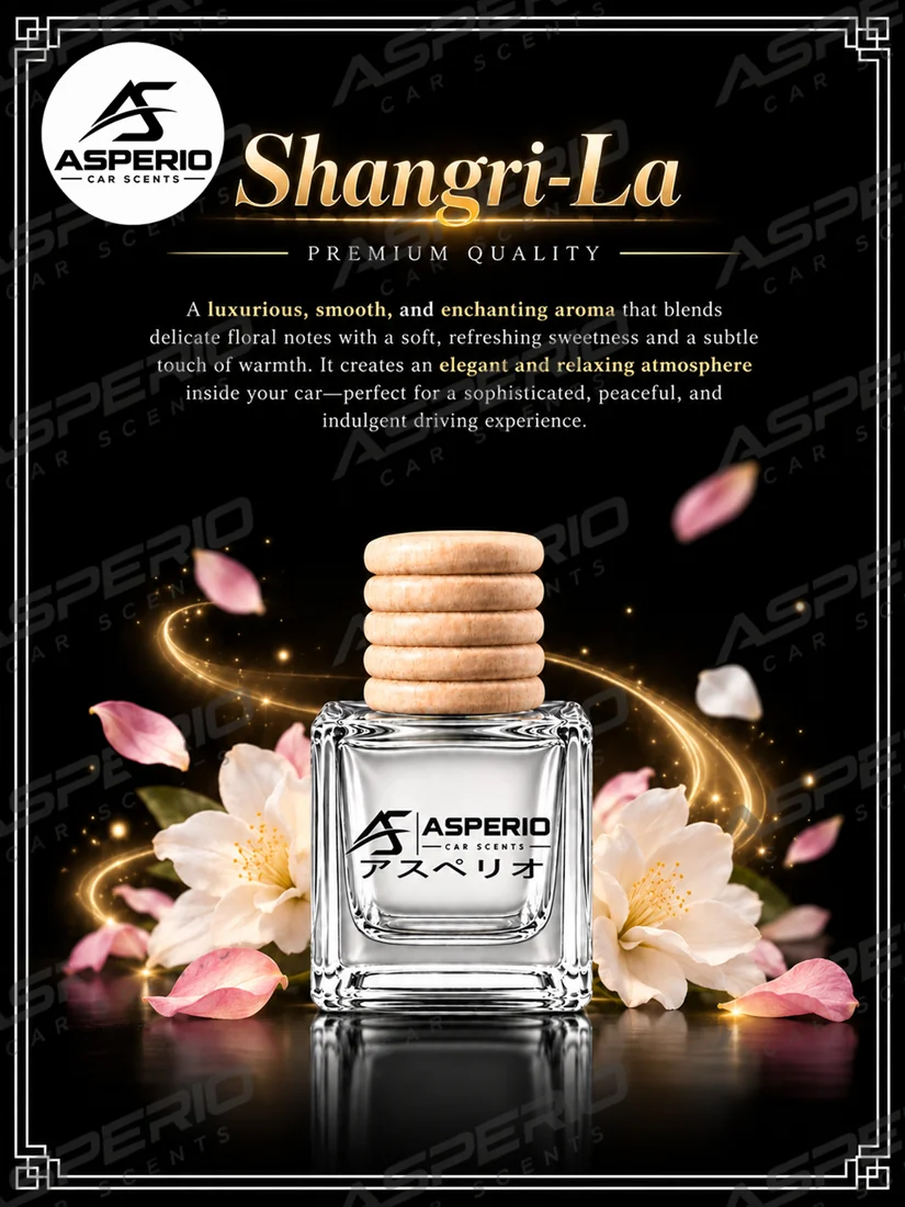 Asperio Shangri-La car diffuser — original product artwork from the Shopee listing